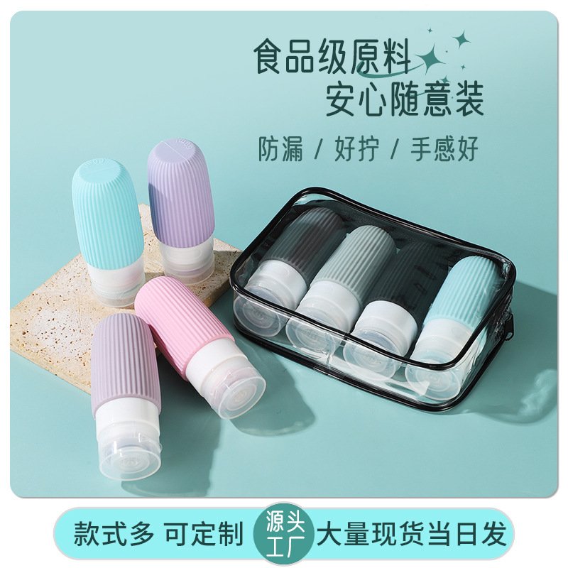 Silicone travel bottles in a carry case